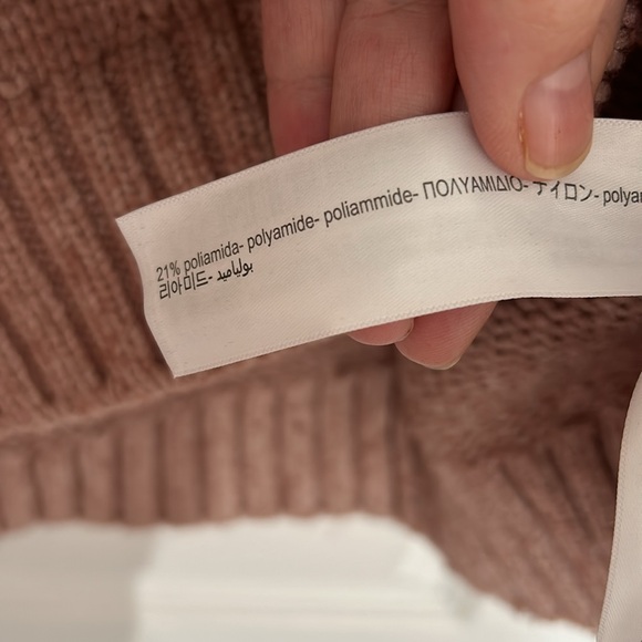 MASSIMO DUTTI - cable knit sweater italian yarn blend with polyamide peach XS - Picture 8 of 9